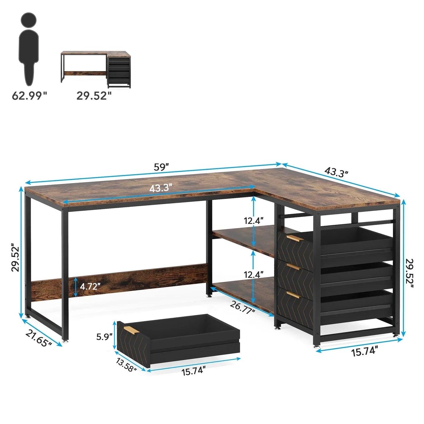 Tribesigns L-Shaped Office Desk