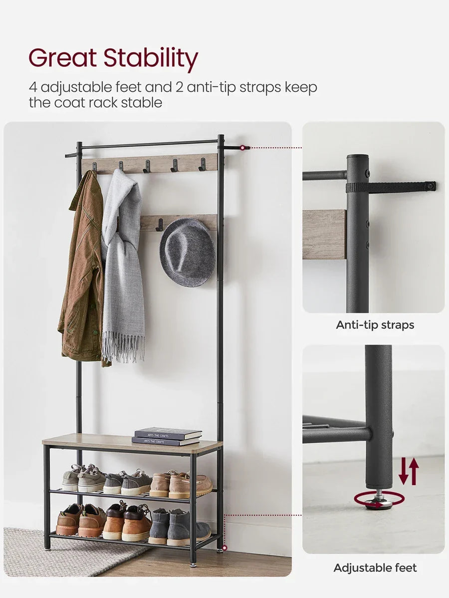 VASAGLE Coat Rack, Hall Tree With Shoe Storage Bench