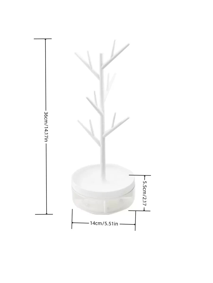 Elegant Rotating White Tree Branch Jewelry Storage Box