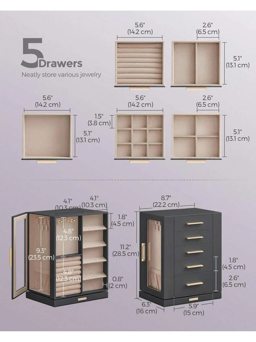 SONGMICS Jewelry Box 360° Rotating
