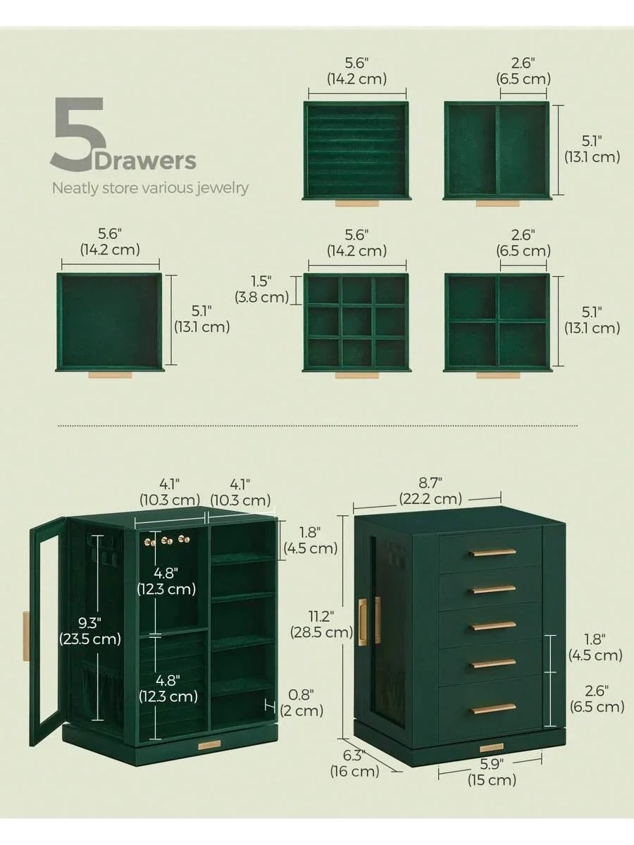 SONGMICS Jewelry Box 360° Rotating