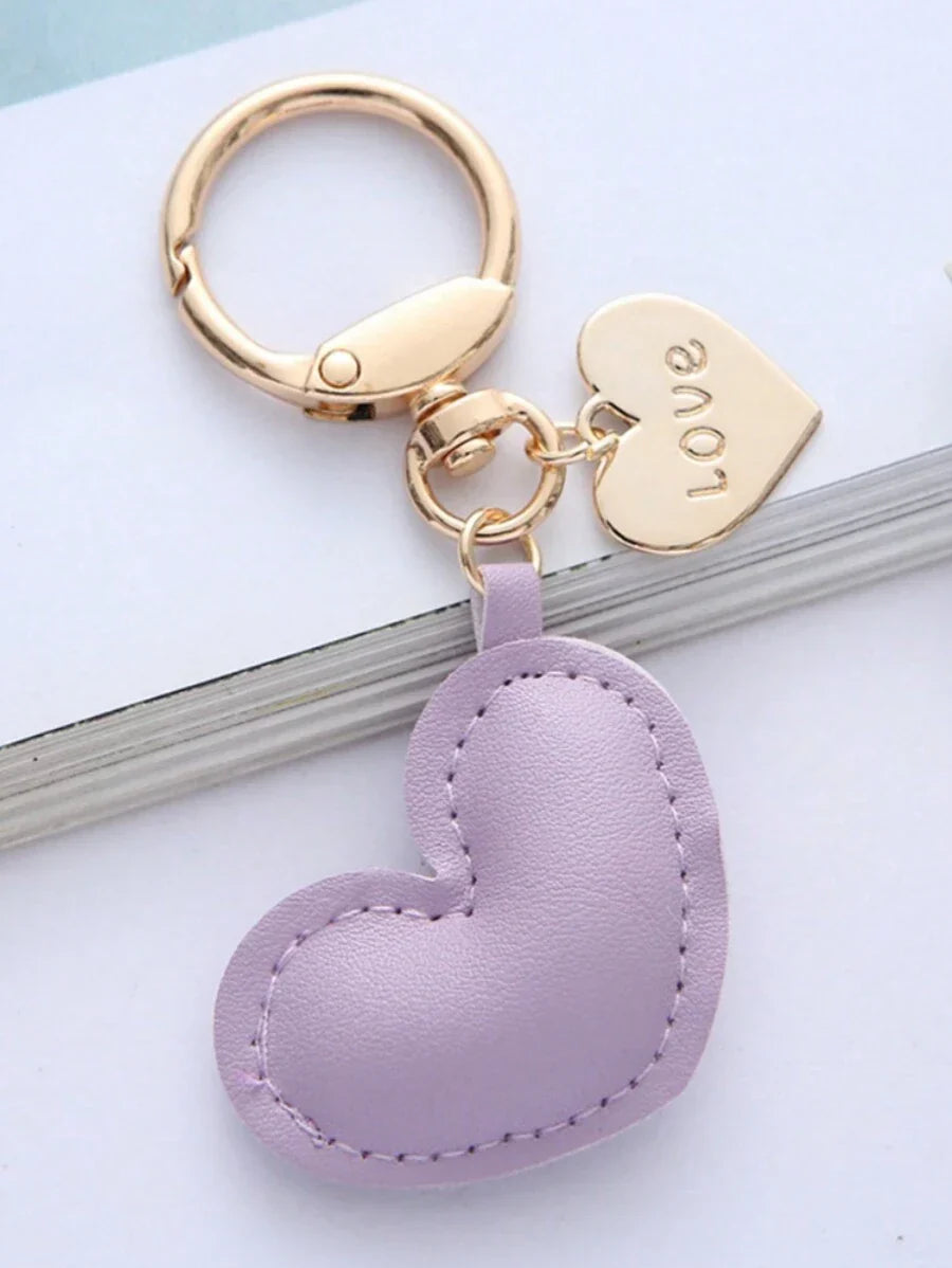 Unisex Minimalist PU Leather Heart Keychain