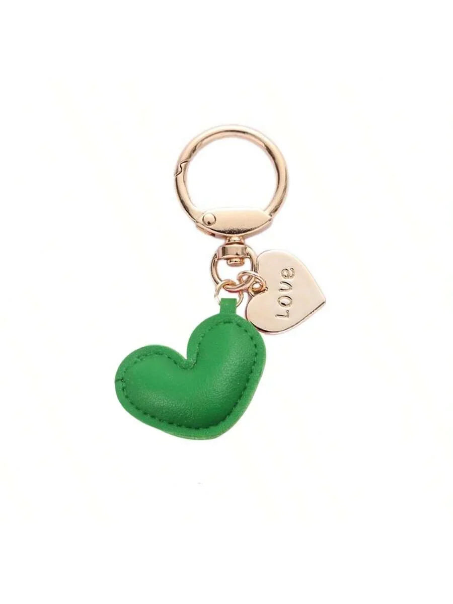 Unisex Minimalist PU Leather Heart Keychain