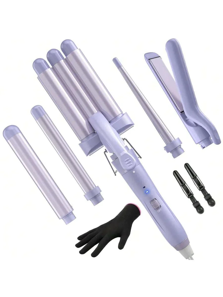 5 In 1 Wand Curling Iron-Curling Wand Set With Hair Straightener