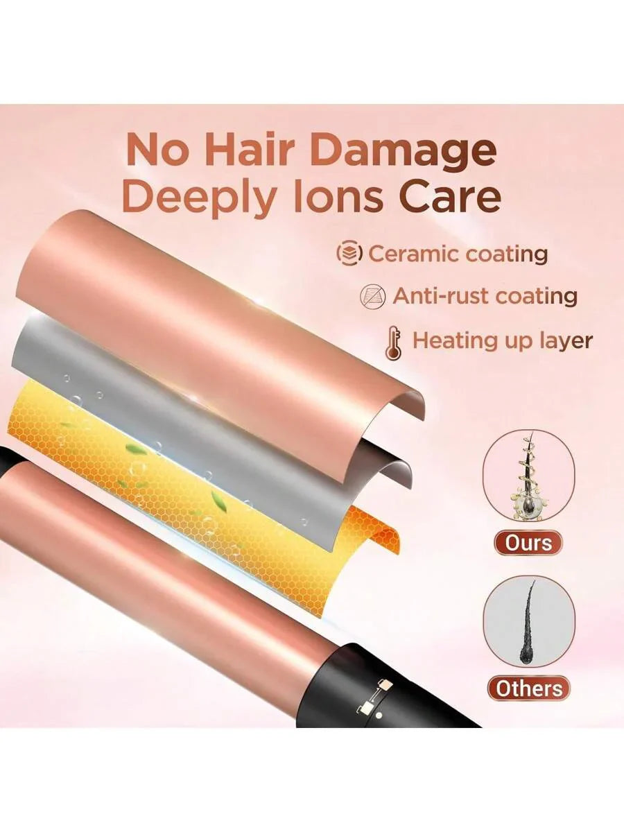 5 In 1 Wand Curling Iron-Curling Wand Set With Hair Straightener