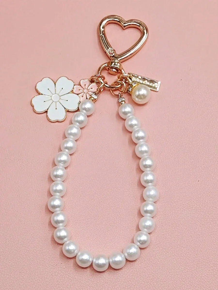 Elegant Flower Patterned Alloy Pearl Bracelet