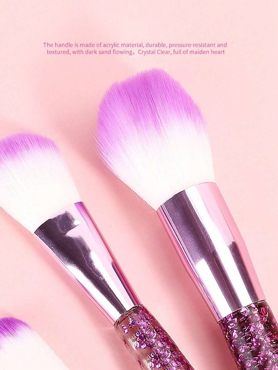 10pcs Clear Crystal & Flowing Sand Makeup Brush Set