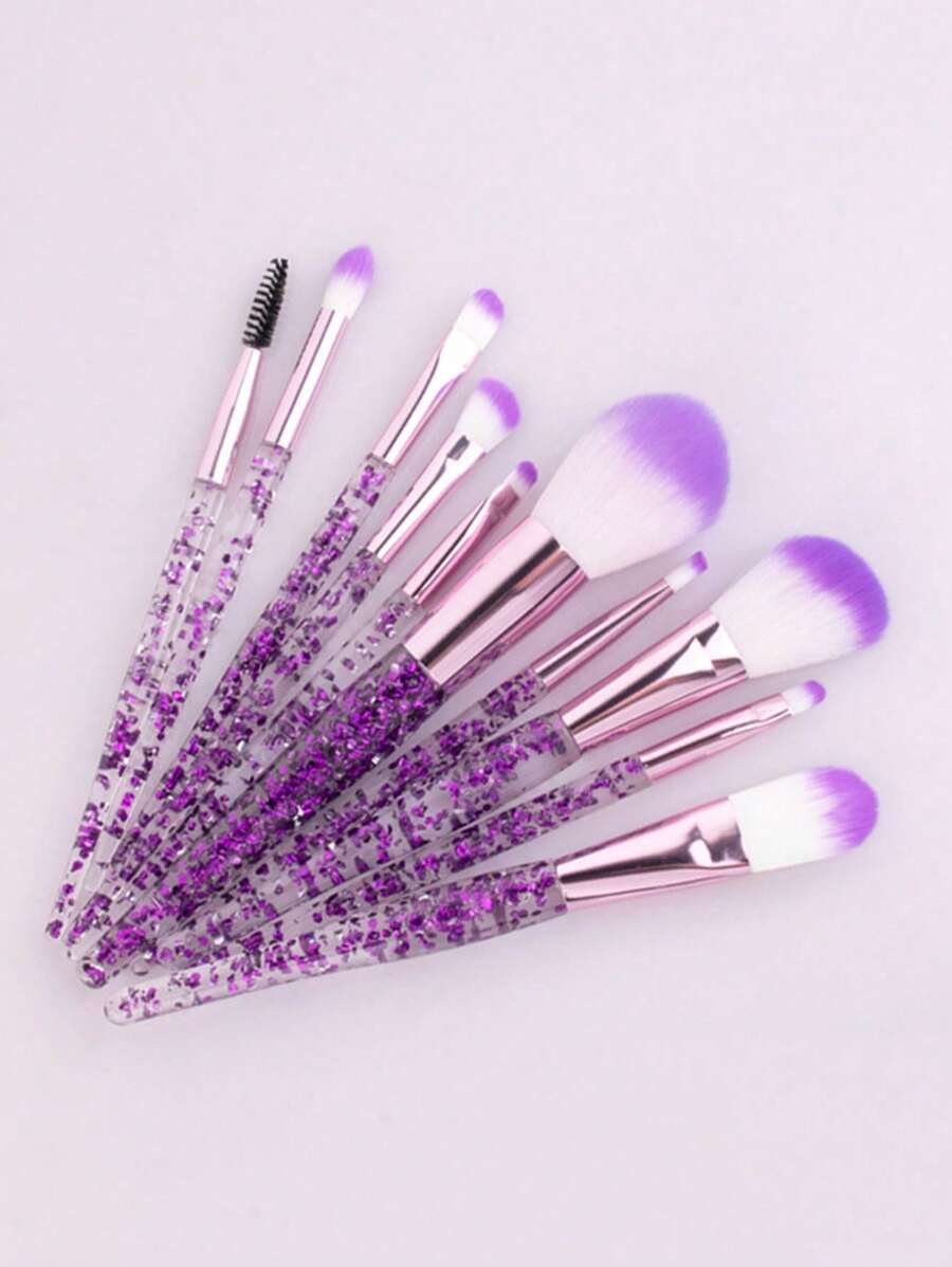10pcs Clear Crystal & Flowing Sand Makeup Brush Set