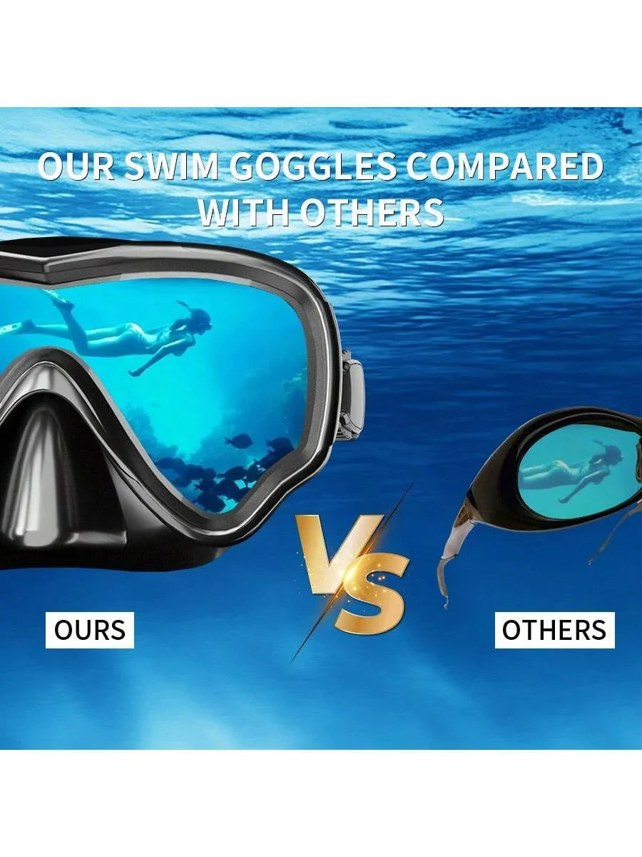 Adult Scuba Diving Mask, Tempered Glass One-Piece Mask