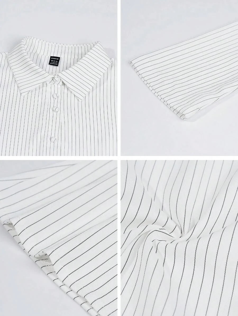 Women Striped Long Sleeve Work Shirt