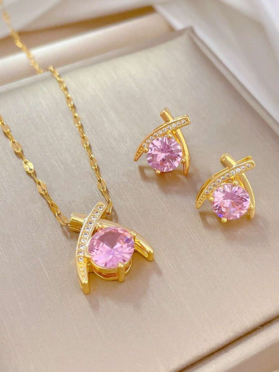 1 Set Stainless Steel Necklace & Earrings
