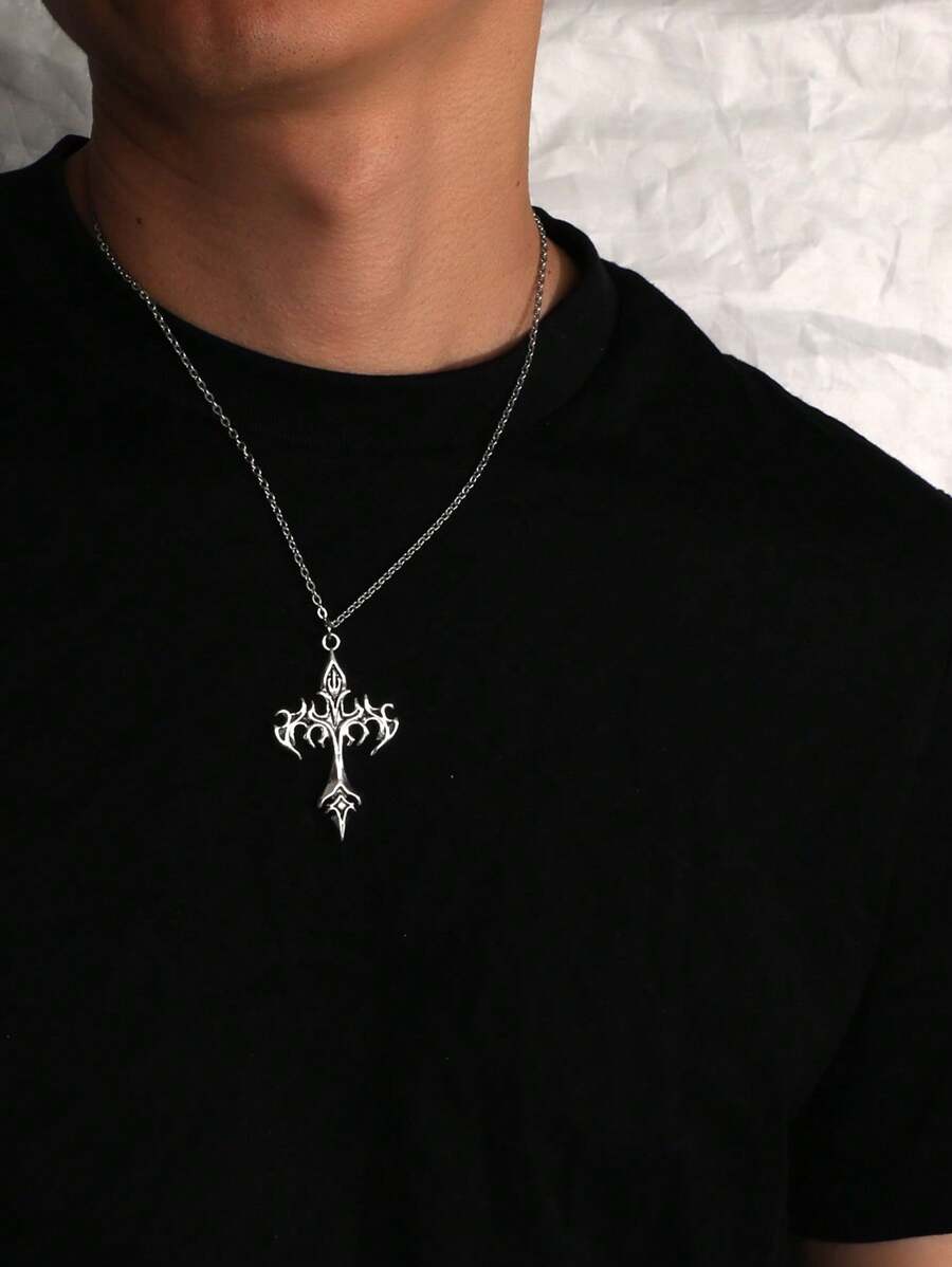Vintage Gothic Style Rhinestone Cross Necklace