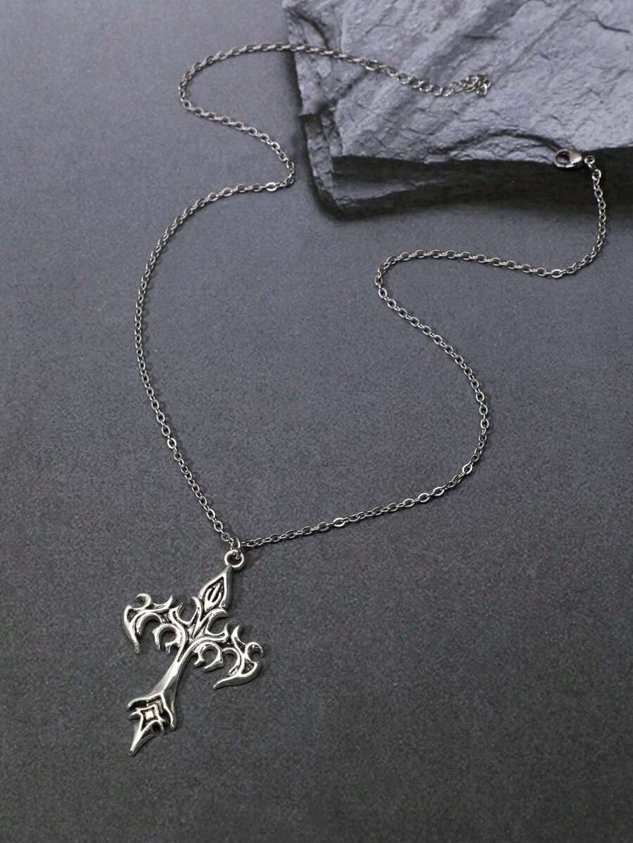 Vintage Gothic Style Rhinestone Cross Necklace