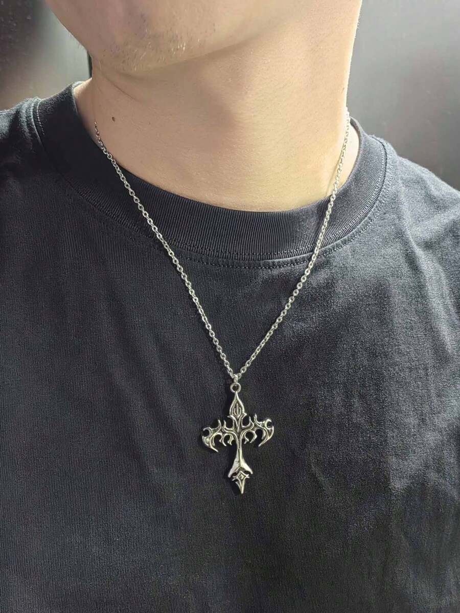 Vintage Gothic Style Rhinestone Cross Necklace
