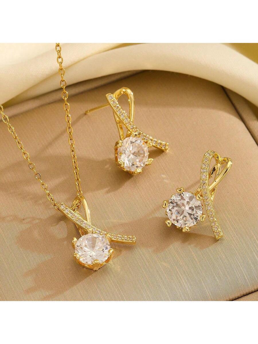 1 Set Stainless Steel Necklace & Earrings