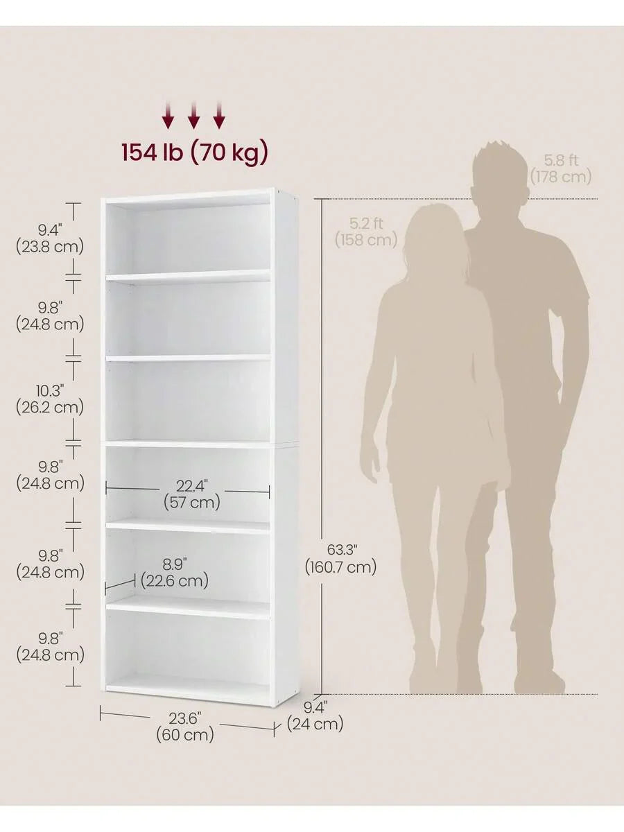 VASAGLE Bookshelf, 6-Tier Bookcase