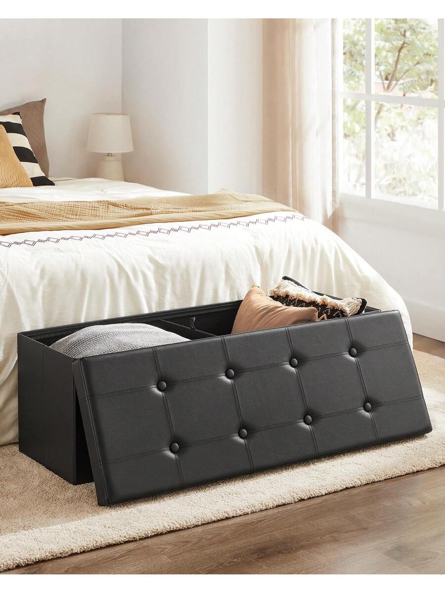 SONGMICS 43 Inches Folding Storage Ottoman Bench Storage
