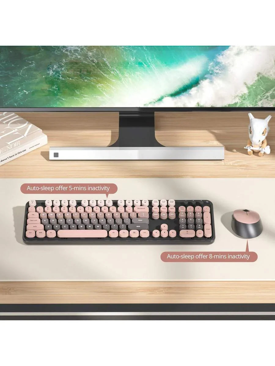 Wireless Keyboard And Mouse Set, Cute Keyboard And Mouse Combo