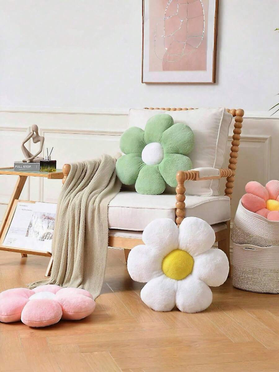 1pc Floral Decorative Throw Pillow, Cute & Soft Flower Plush Pillow