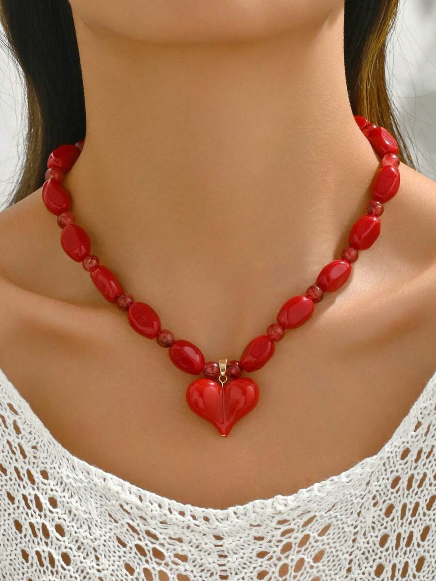 Elegant Fashion Gold Chain Plastic Orange Red Jelly