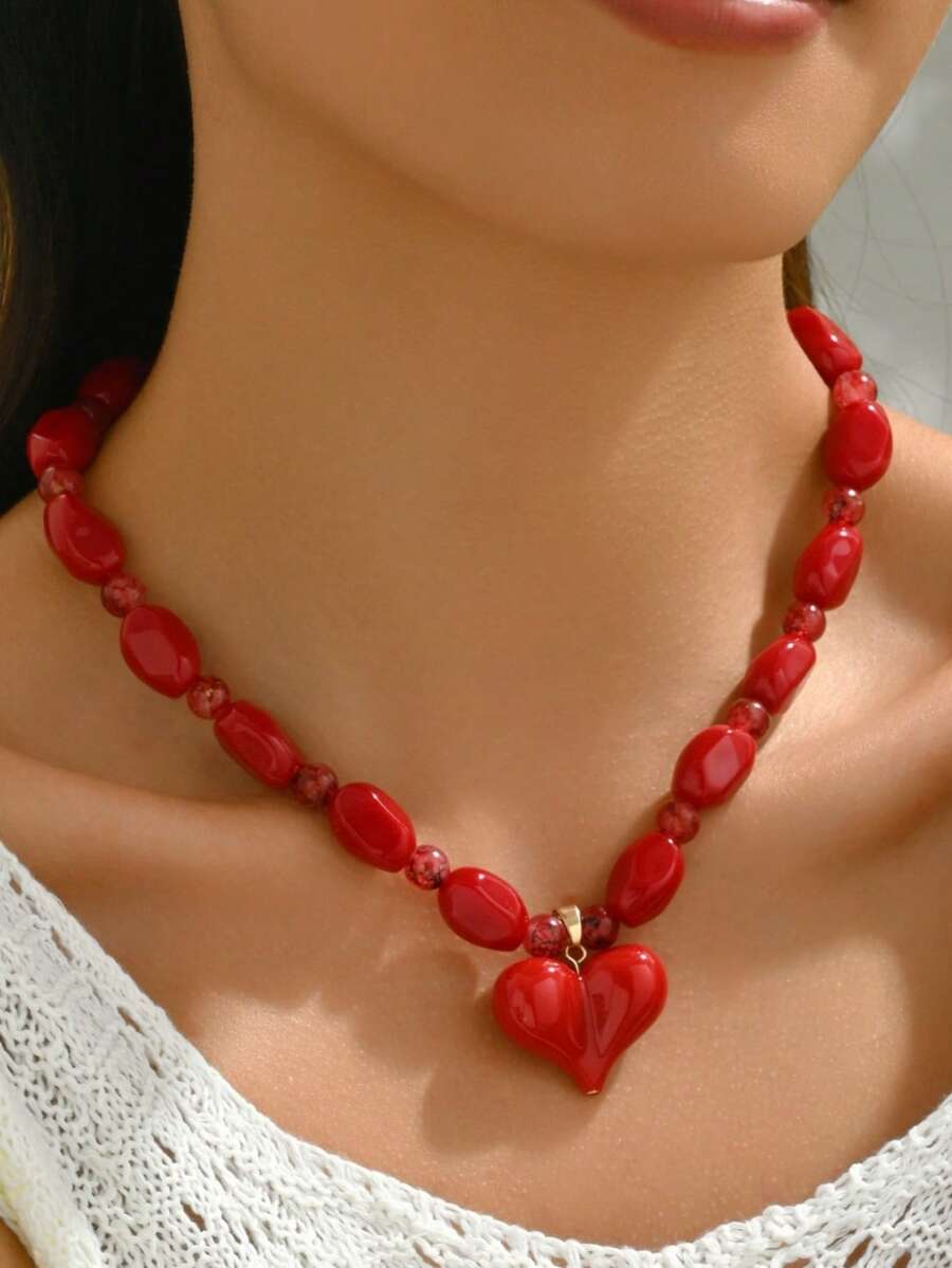 Elegant Fashion Gold Chain Plastic Orange Red Jelly