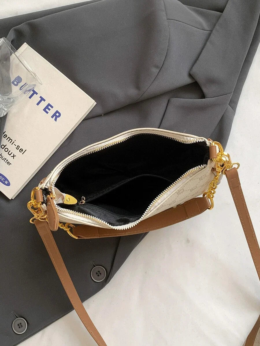 White Ladies' Shoulder Bag Made Of PU Material