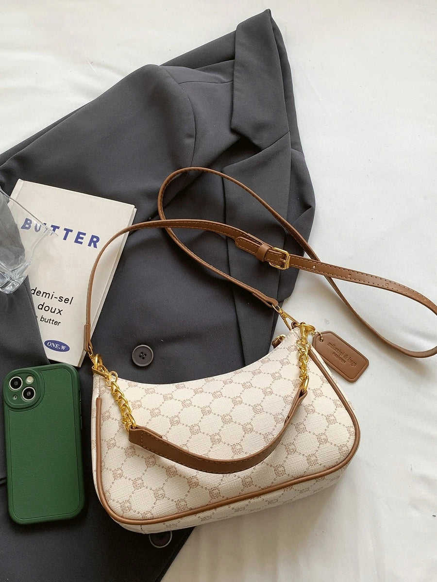 White Ladies' Shoulder Bag Made Of PU Material