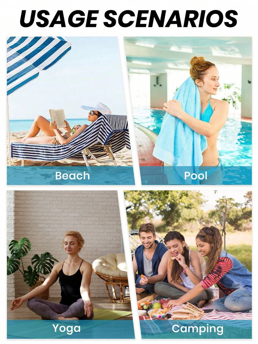 Blue Shell Print Beach Towel, Swimming Towel