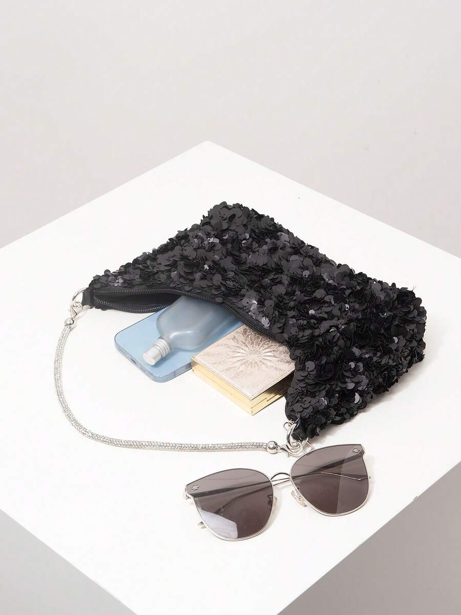 Random Pattern Shoulder Bag, Sequin Bag