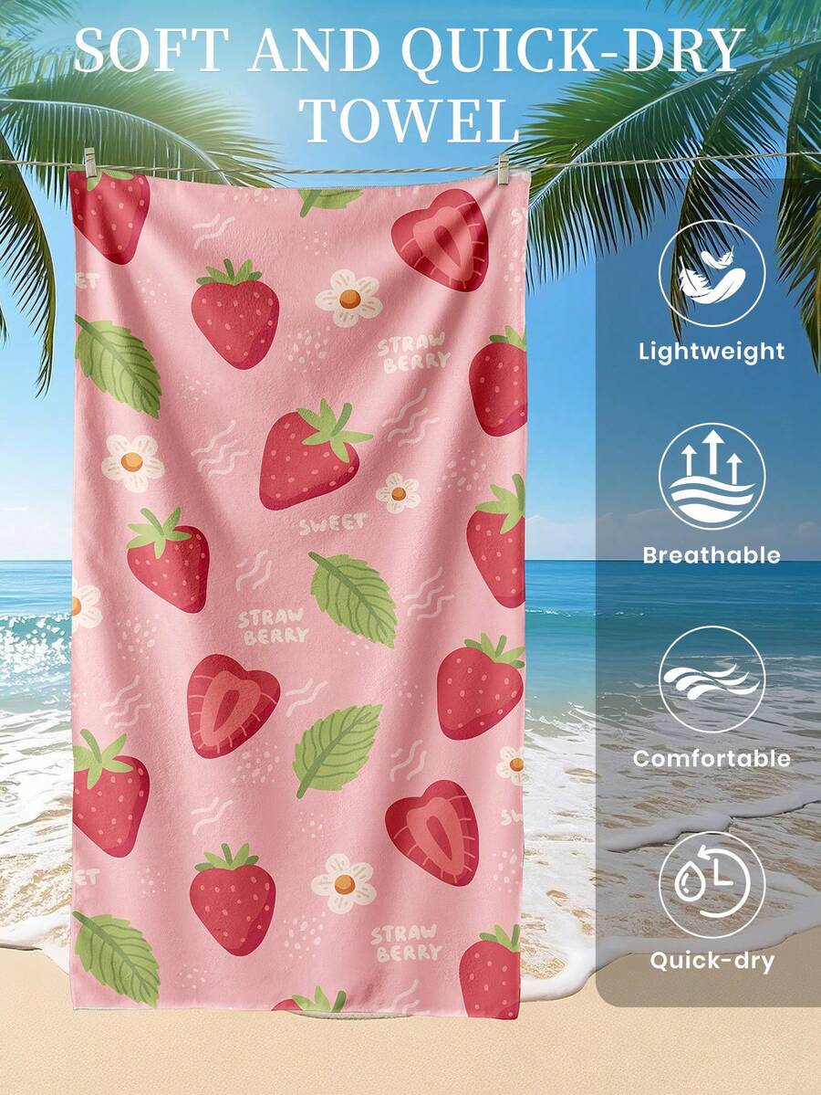 Printed Beach Towel, Summer Fruit Pattern Swimwear