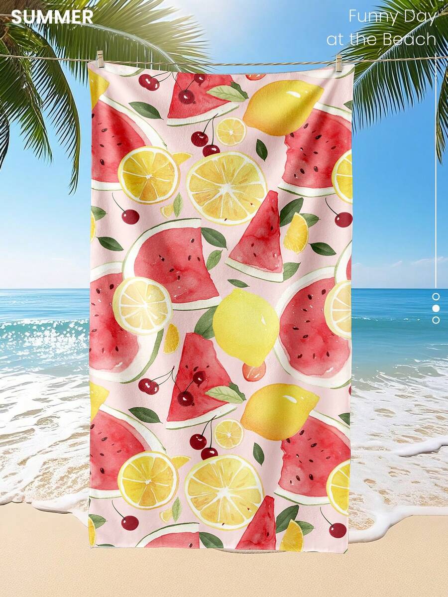 Printed Beach Towel, Summer Fruit Pattern Swimwear
