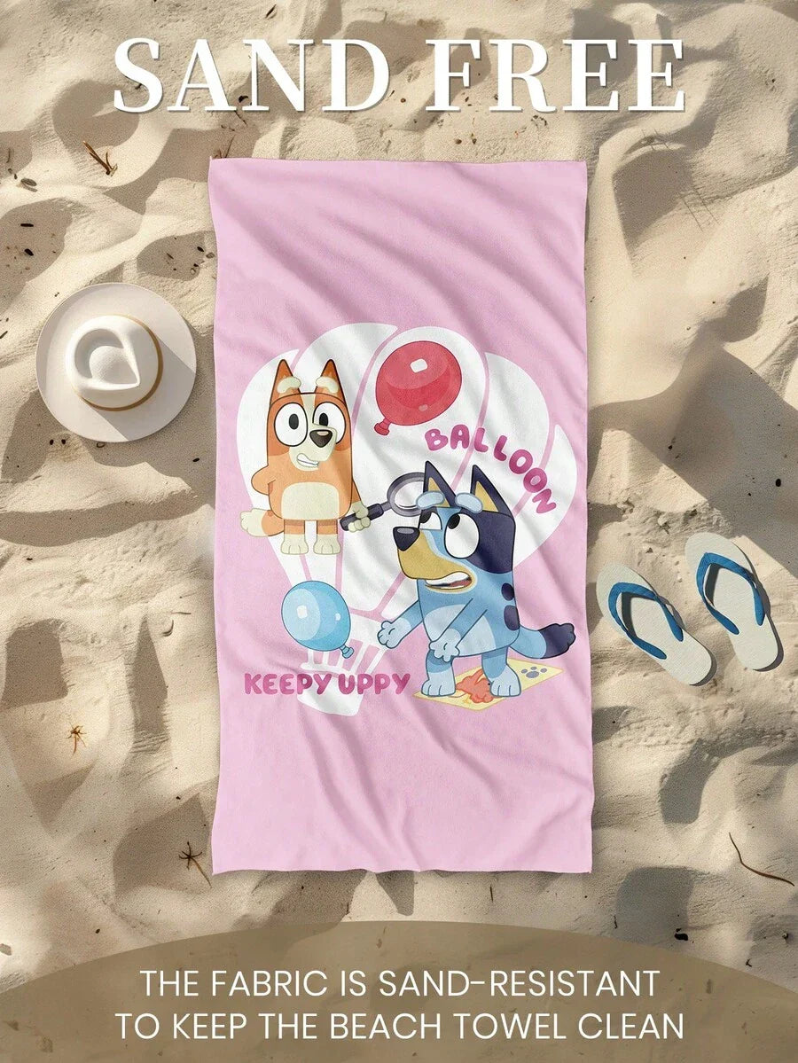 Bluey 1pc Blue Beach Towel, Playful Blue Pattern Swimwear
