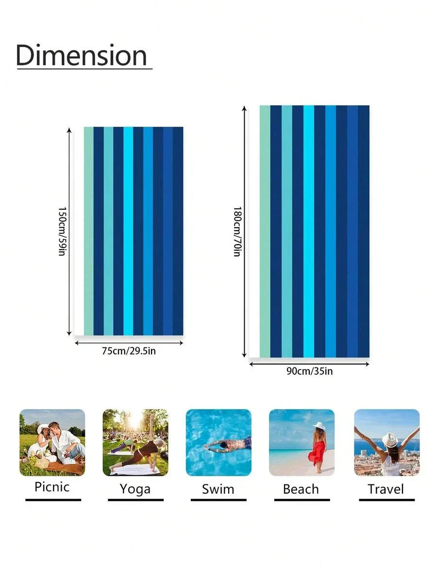 Blue Watercolor Beach Towel, Microfiber Beach Towel