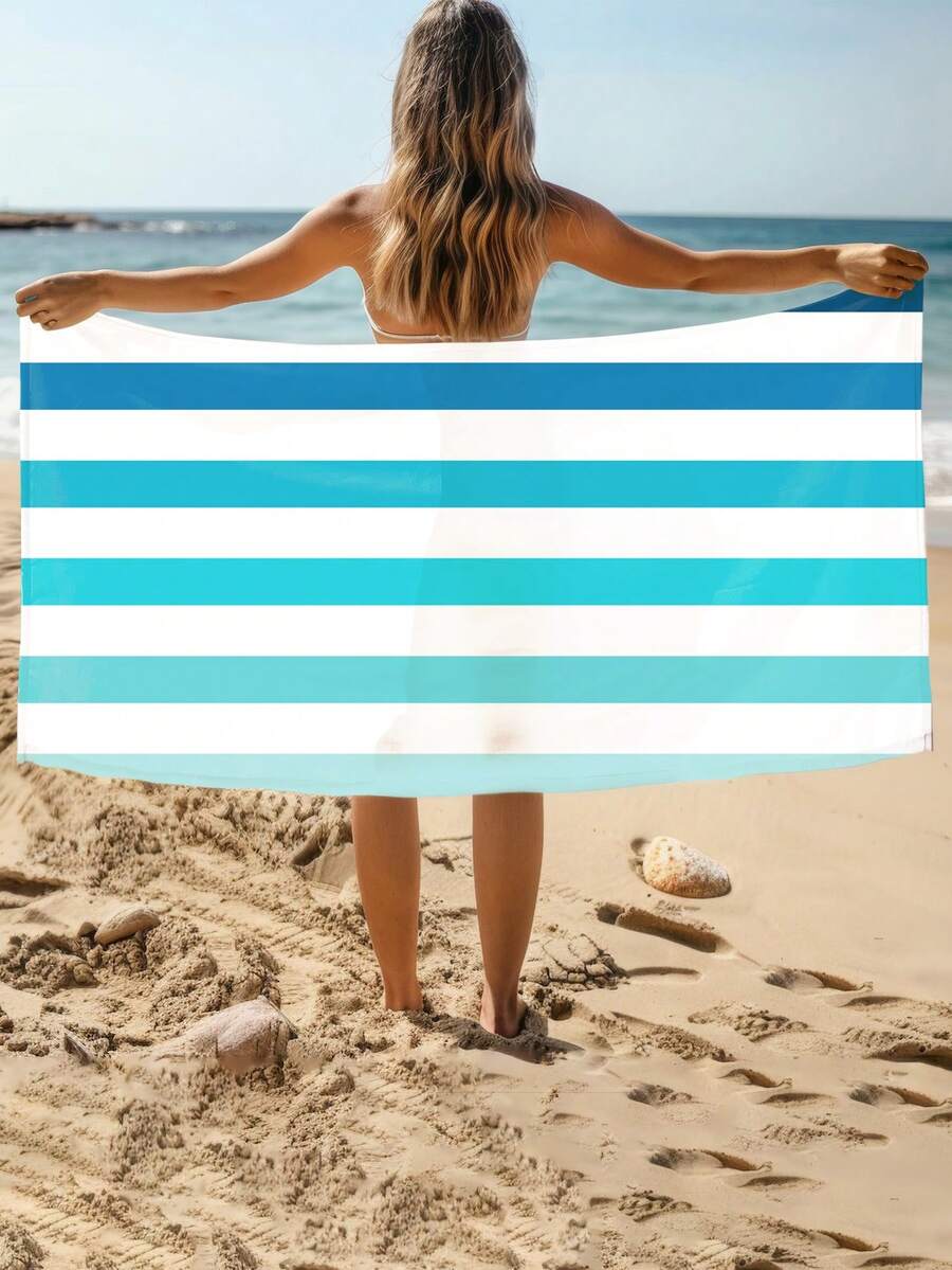 Blue Watercolor Beach Towel, Microfiber Beach Towel