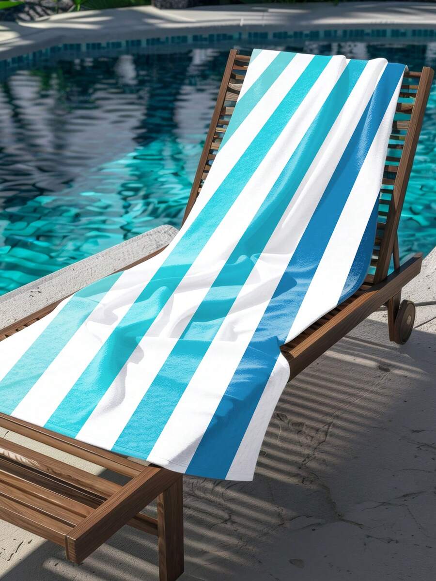Blue Watercolor Beach Towel, Microfiber Beach Towel
