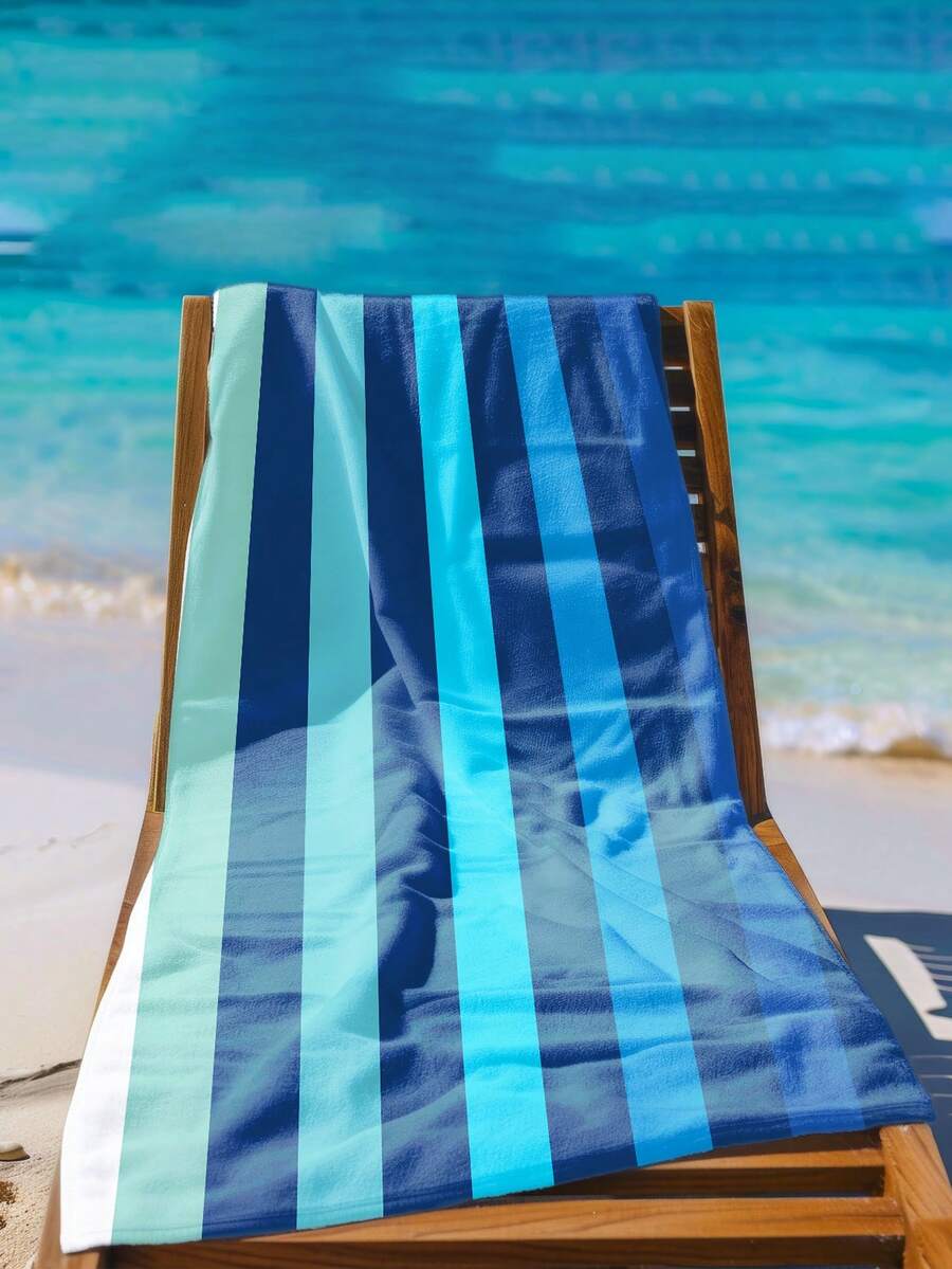 Blue Watercolor Beach Towel, Microfiber Beach Towel