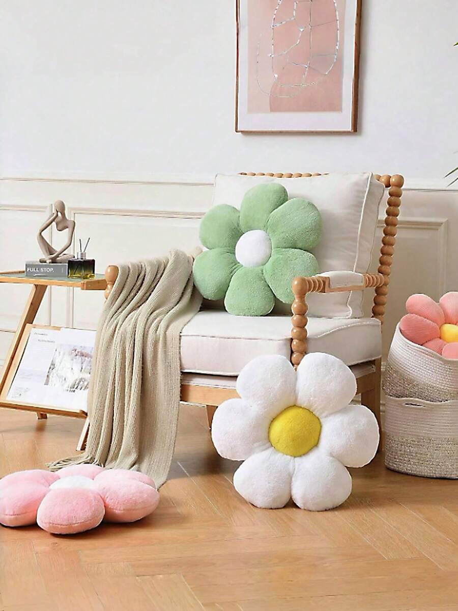 1pc Floral Decorative Throw Pillow, Cute & Soft Flower Plush Pillow