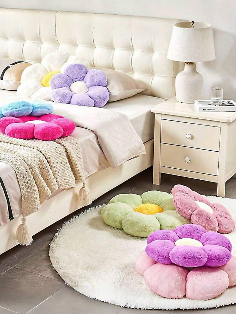 1pc Floral Decorative Throw Pillow, Cute & Soft Flower Plush Pillow
