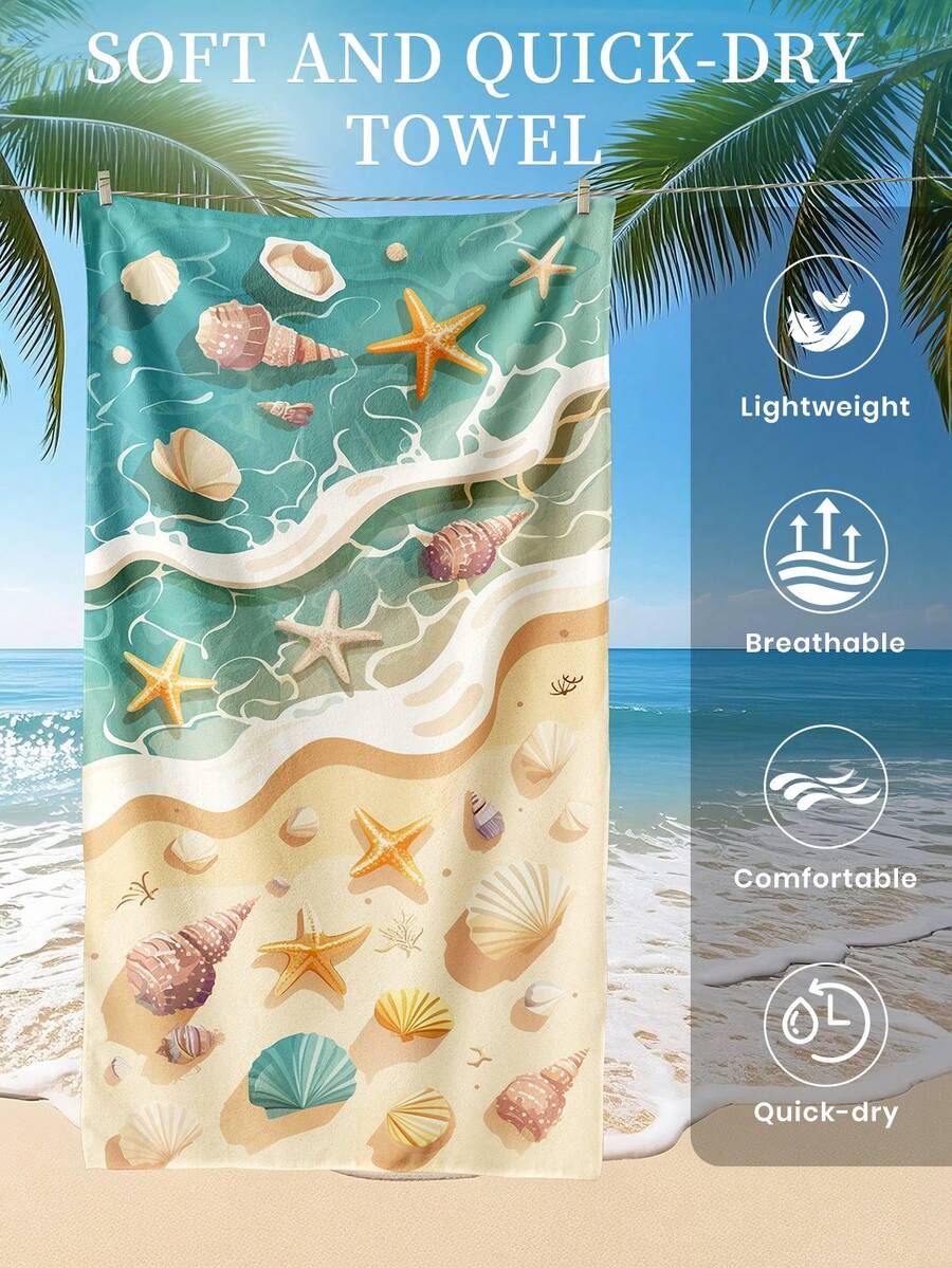 1pc Printed Beach Towel, Summer Fruit Pattern Swimwear