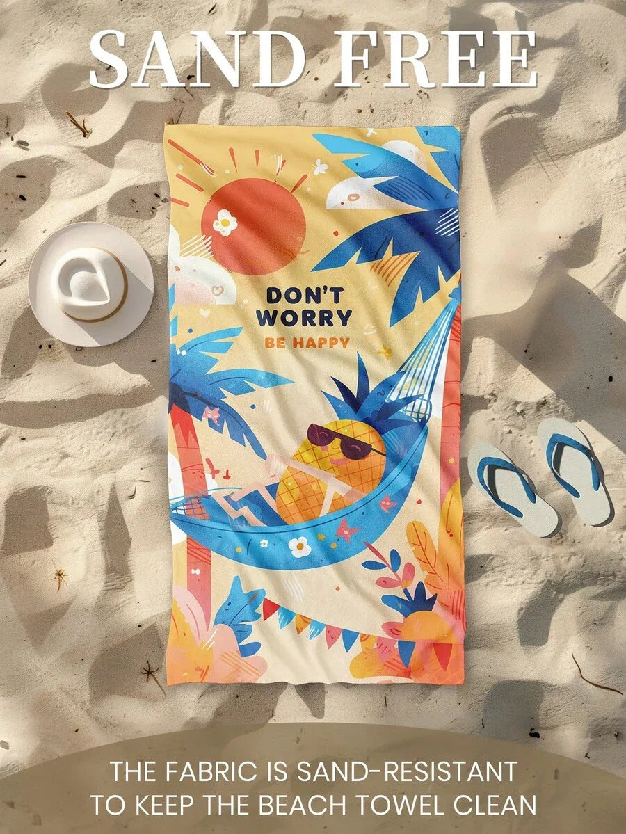 1pc Printed Beach Towel, Summer Fruit Pattern Swimwear