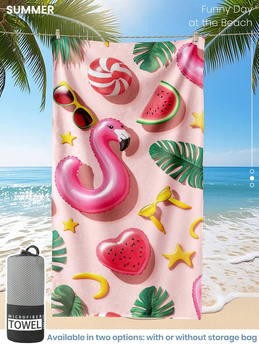 1pc Printed Beach Towel, Summer Fruit Pattern Swimwear