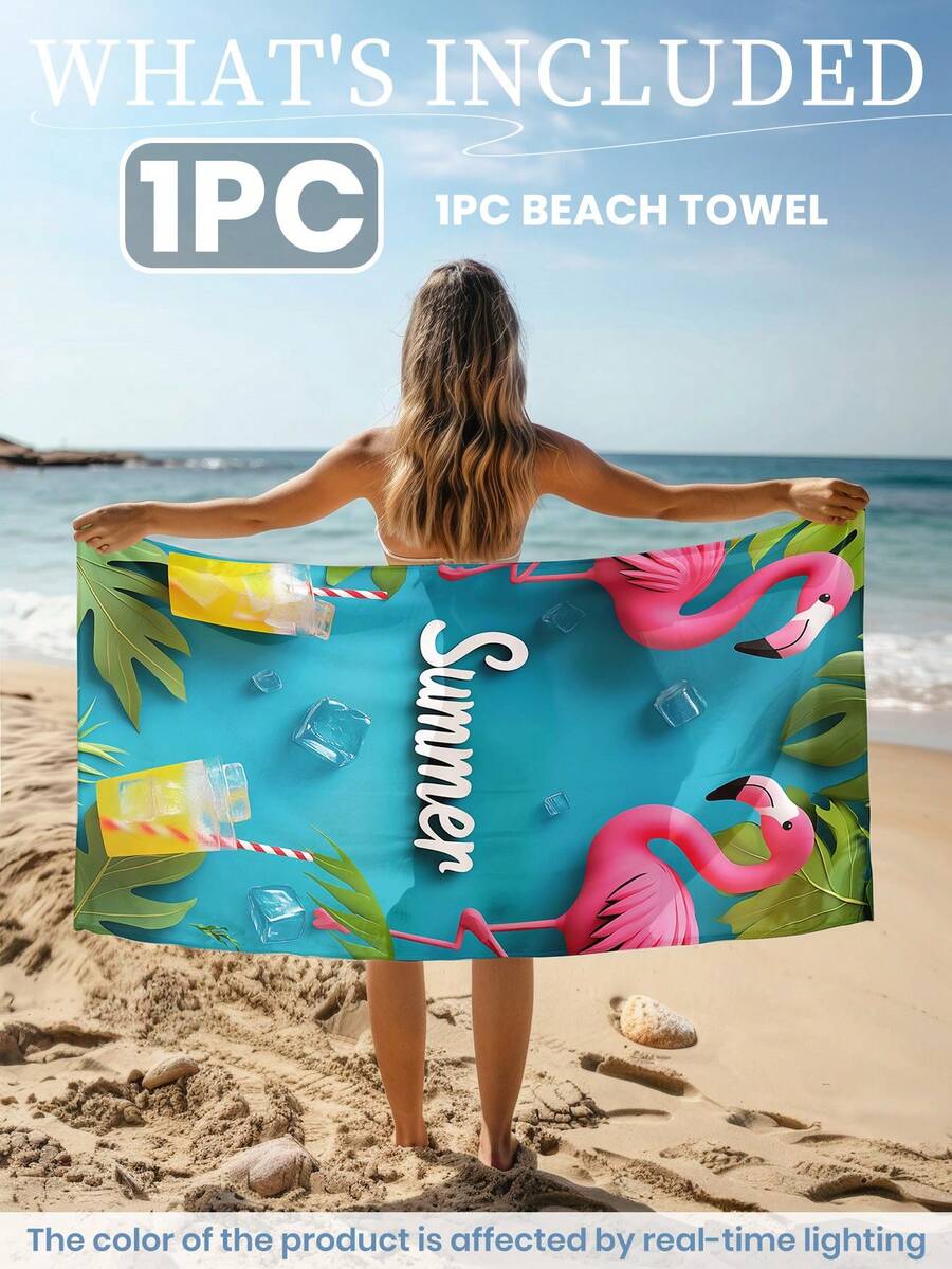Printed Beach Towel, Flamingo Pattern Swimwear