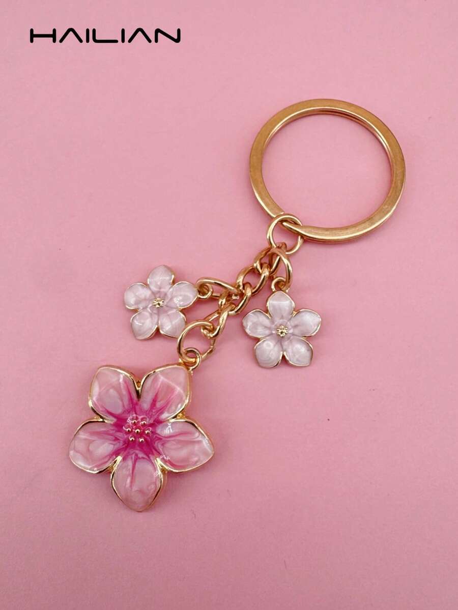 HAILIAN 1pc Sakura Shaped Keychain