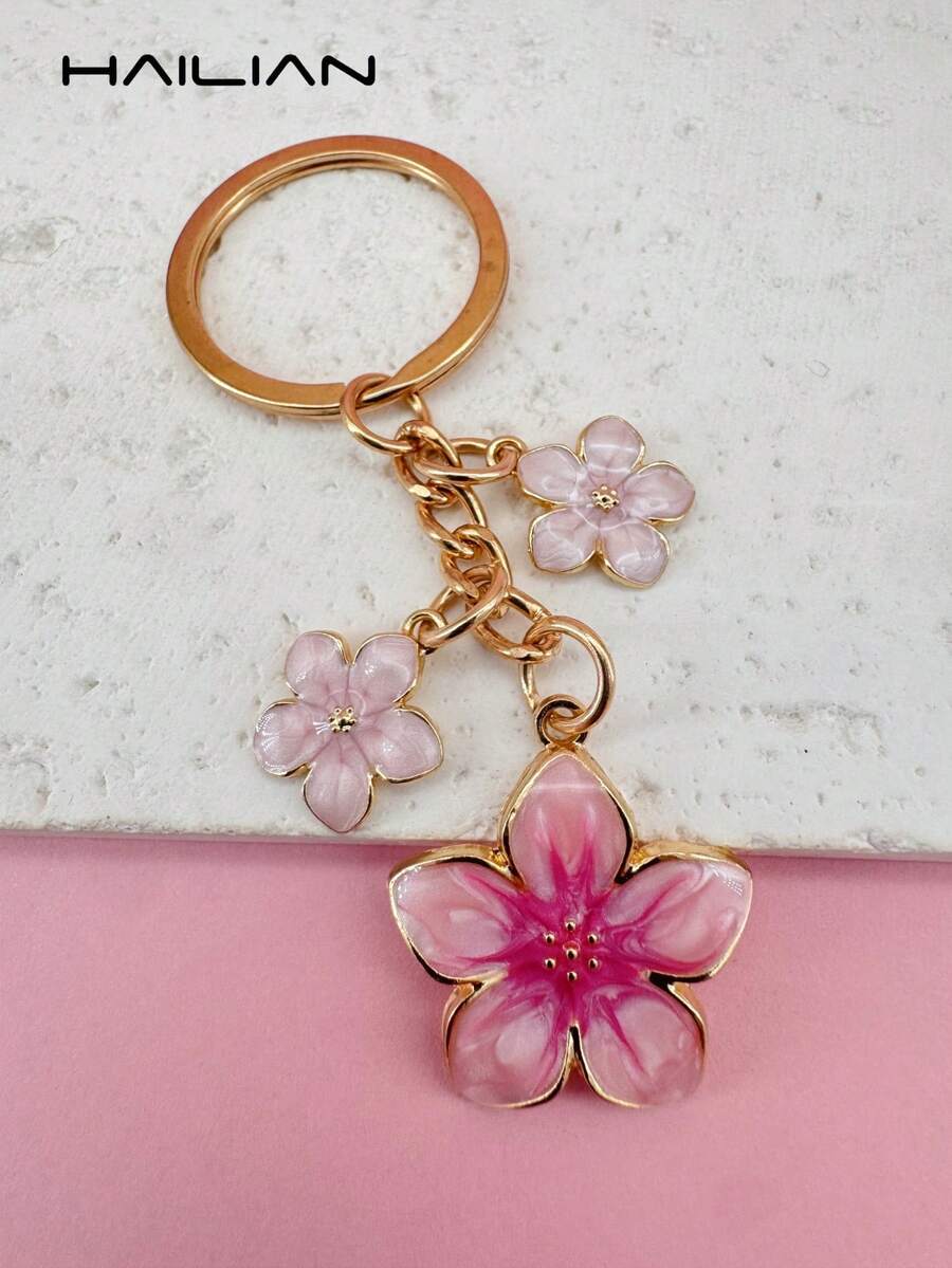 HAILIAN 1pc Sakura Shaped Keychain