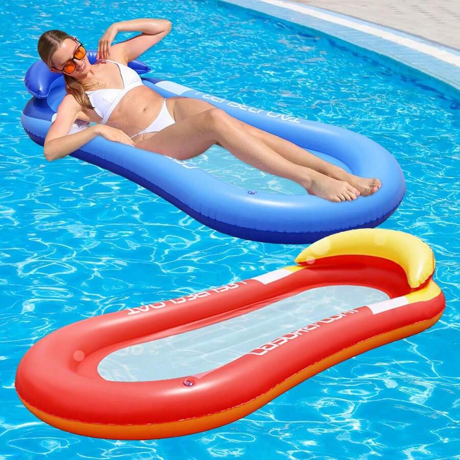 Adult Pool Floating Bed, Inflatable Pool Floating Bed With Headrest