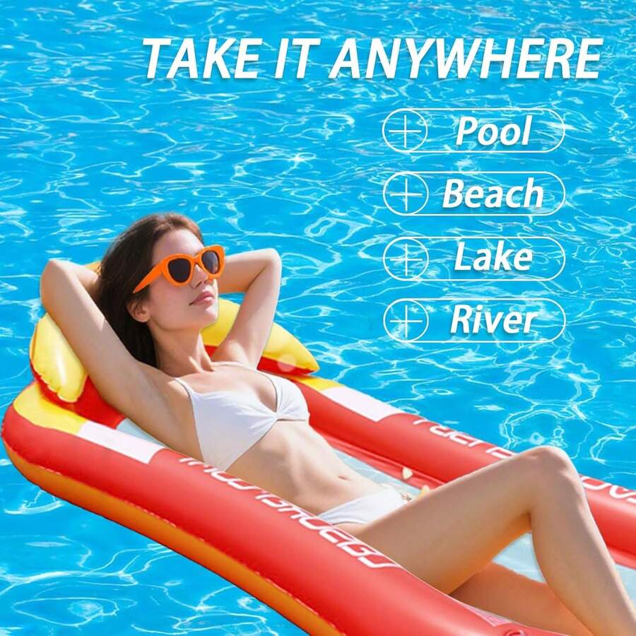 Adult Pool Floating Bed, Inflatable Pool Floating Bed With Headrest