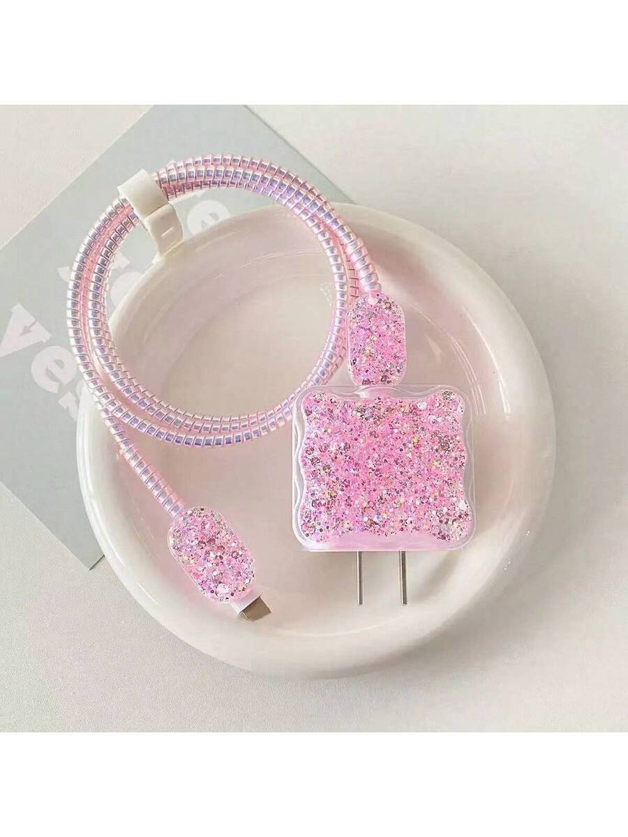 5pcs Glitter TPU Phone Charger Protective Covers