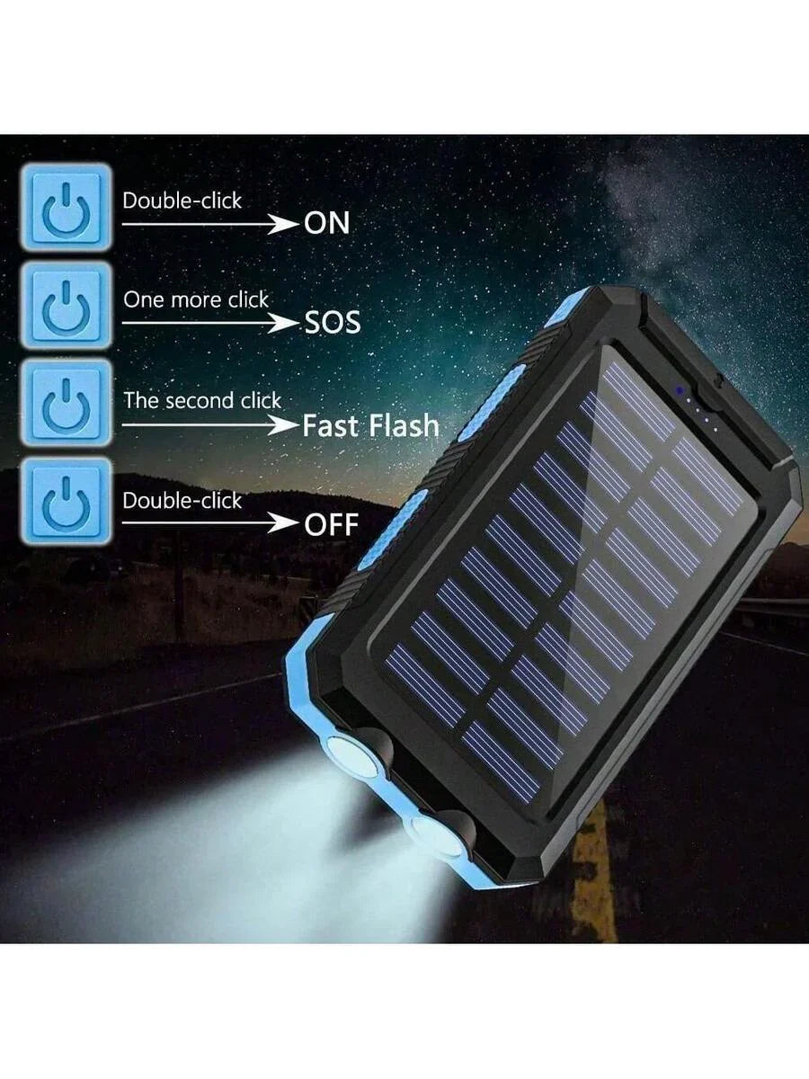 Solar Charger Power Bank Portable Charger With LED Flashlight