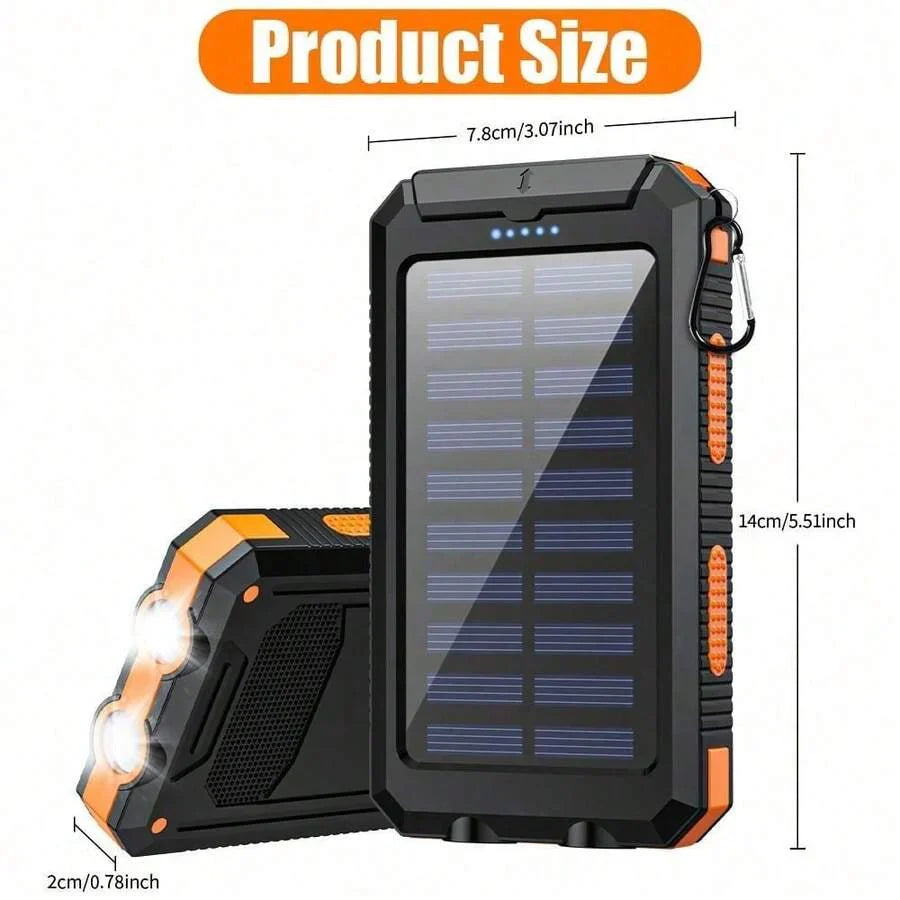 Solar Charger Power Bank Portable Charger With LED Flashlight