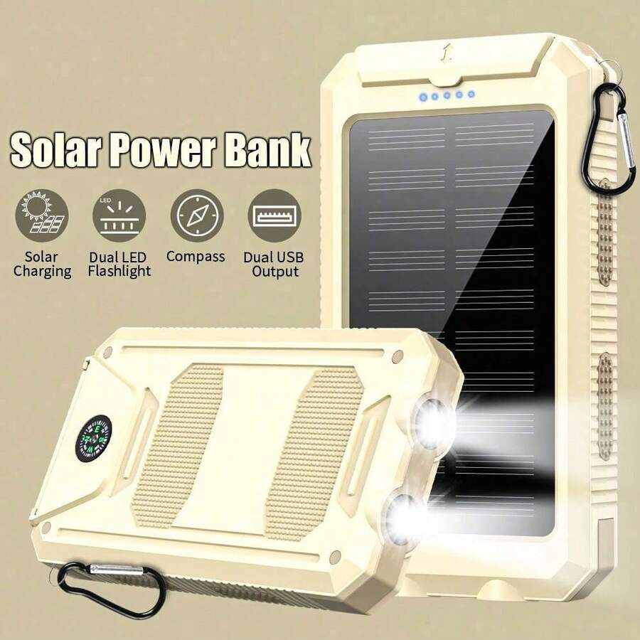Solar Charger Power Bank Portable Charger With LED Flashlight